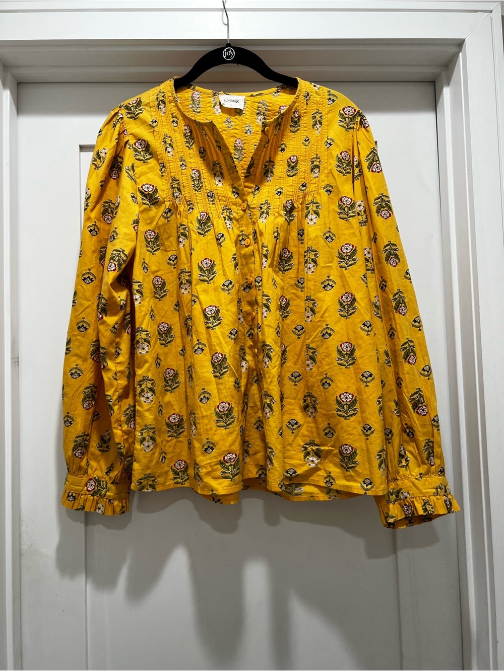 Sonmer Mustard Yellow Blouse - size L -100% cotton